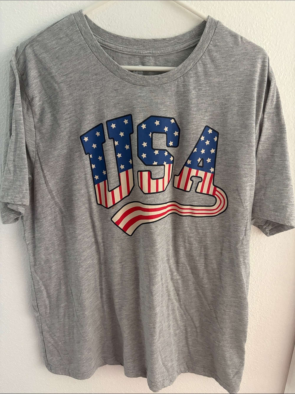Gray USA Graphic Tee - Patriotic Stars & Stripes